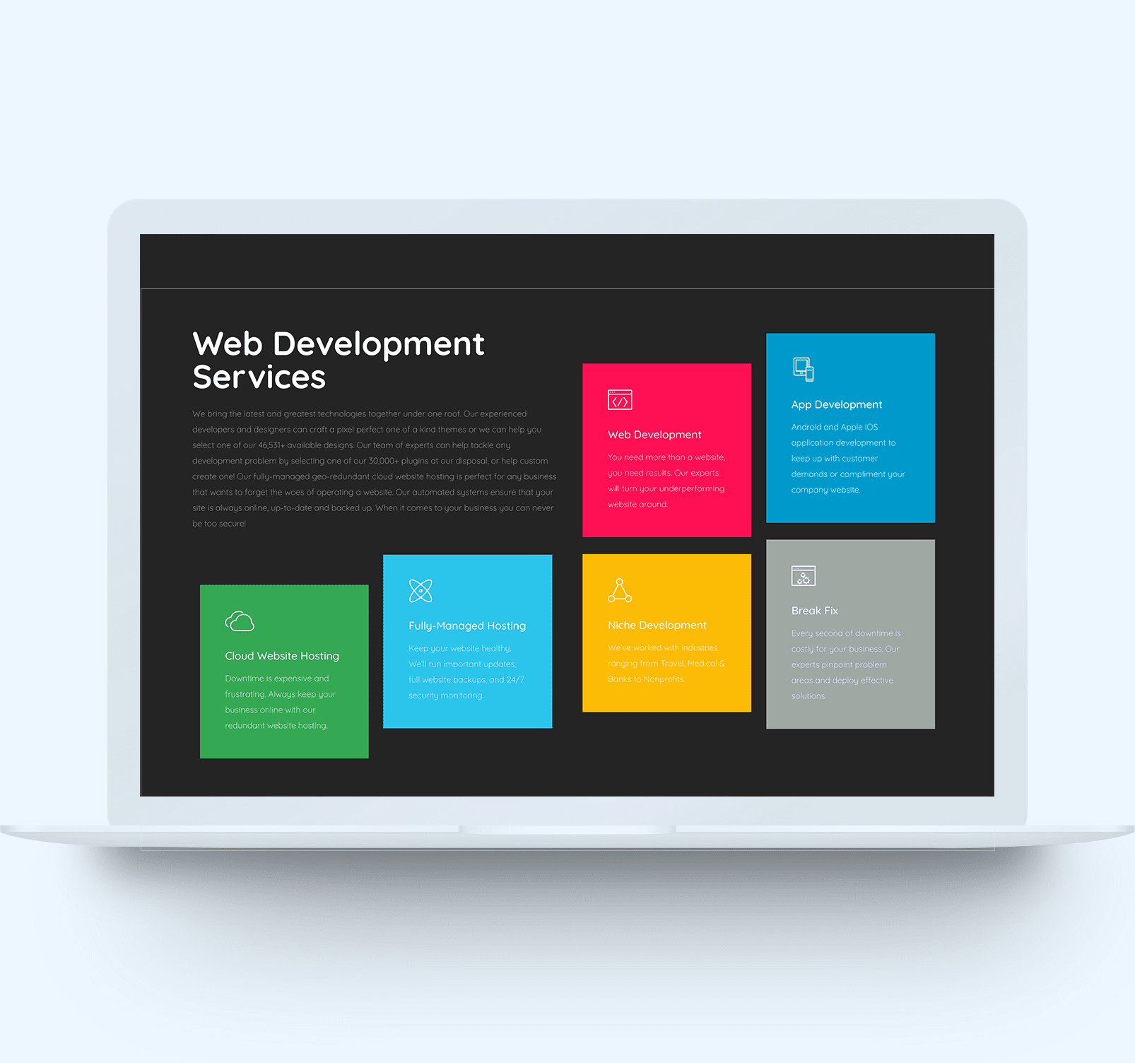 Laptop showing LineLogic Digital Agency services for website development